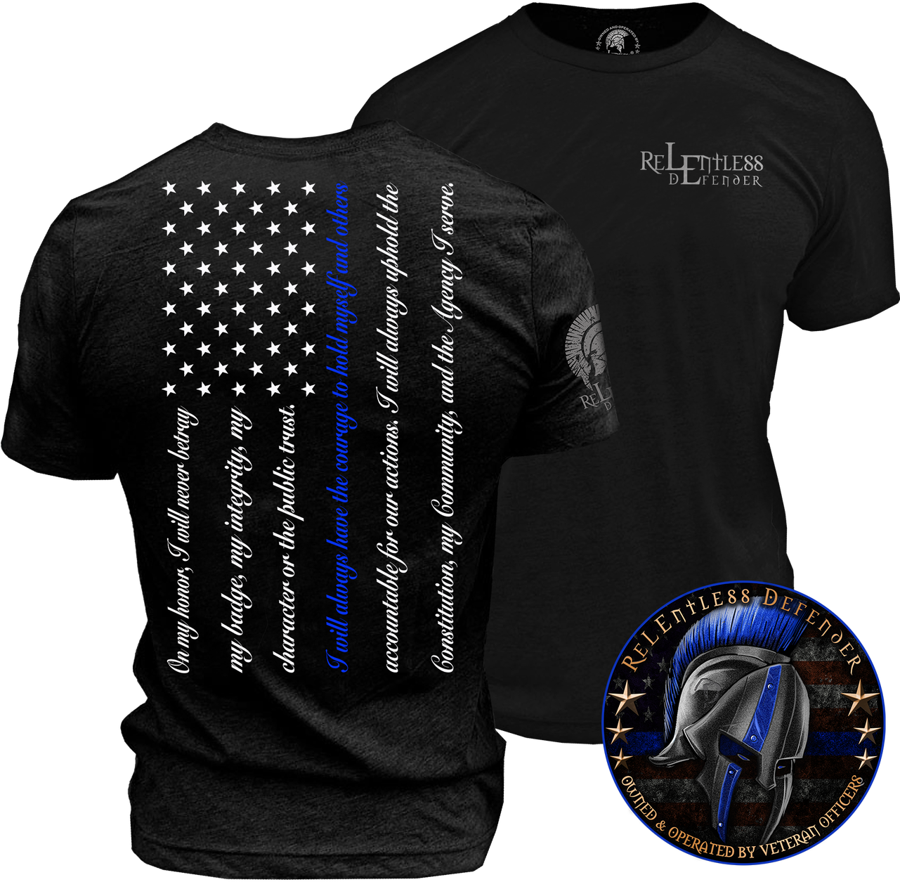 Blue Line Flag Black T Shirt Design PNG Image