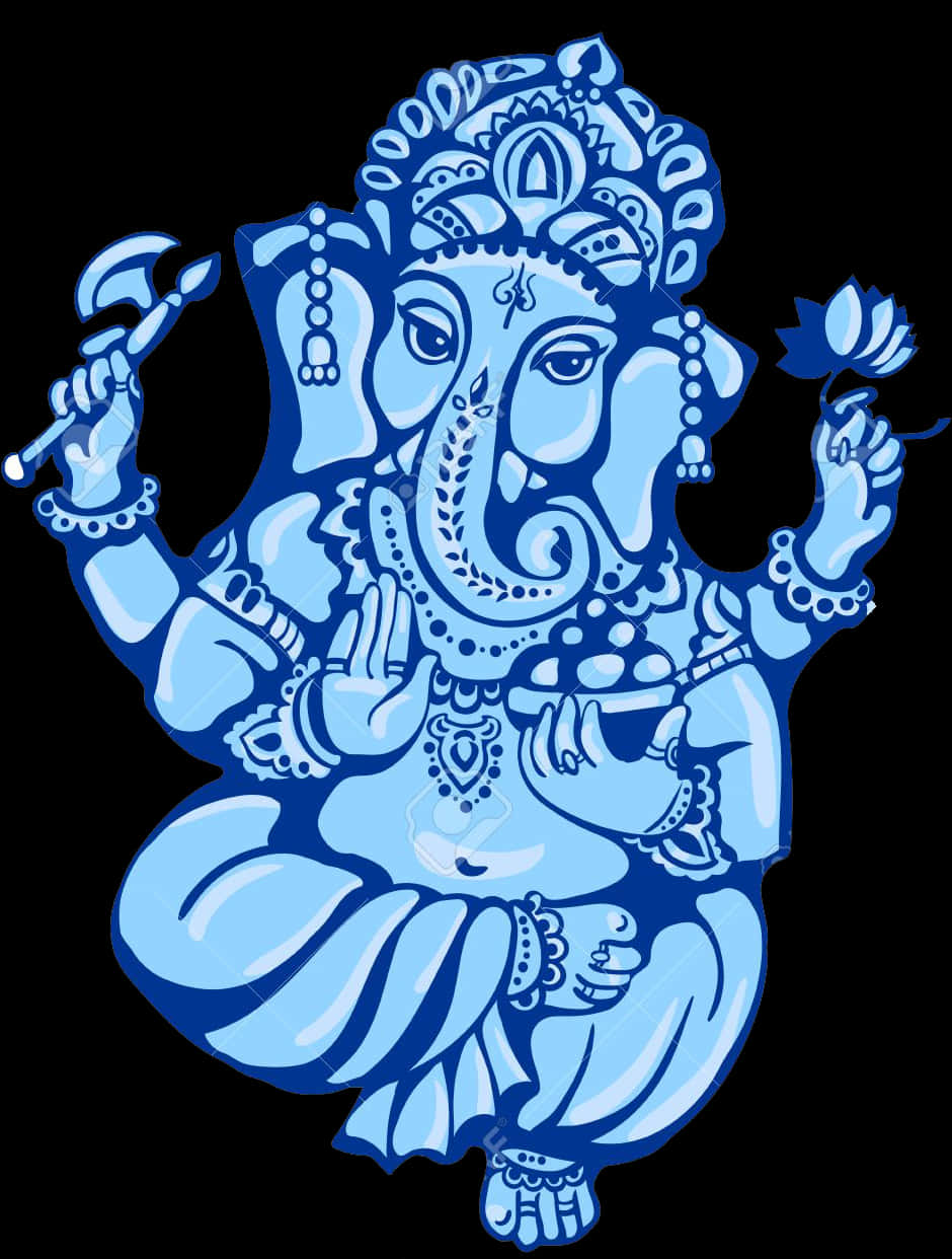 Blue Lord Ganesh Artwork PNG Image