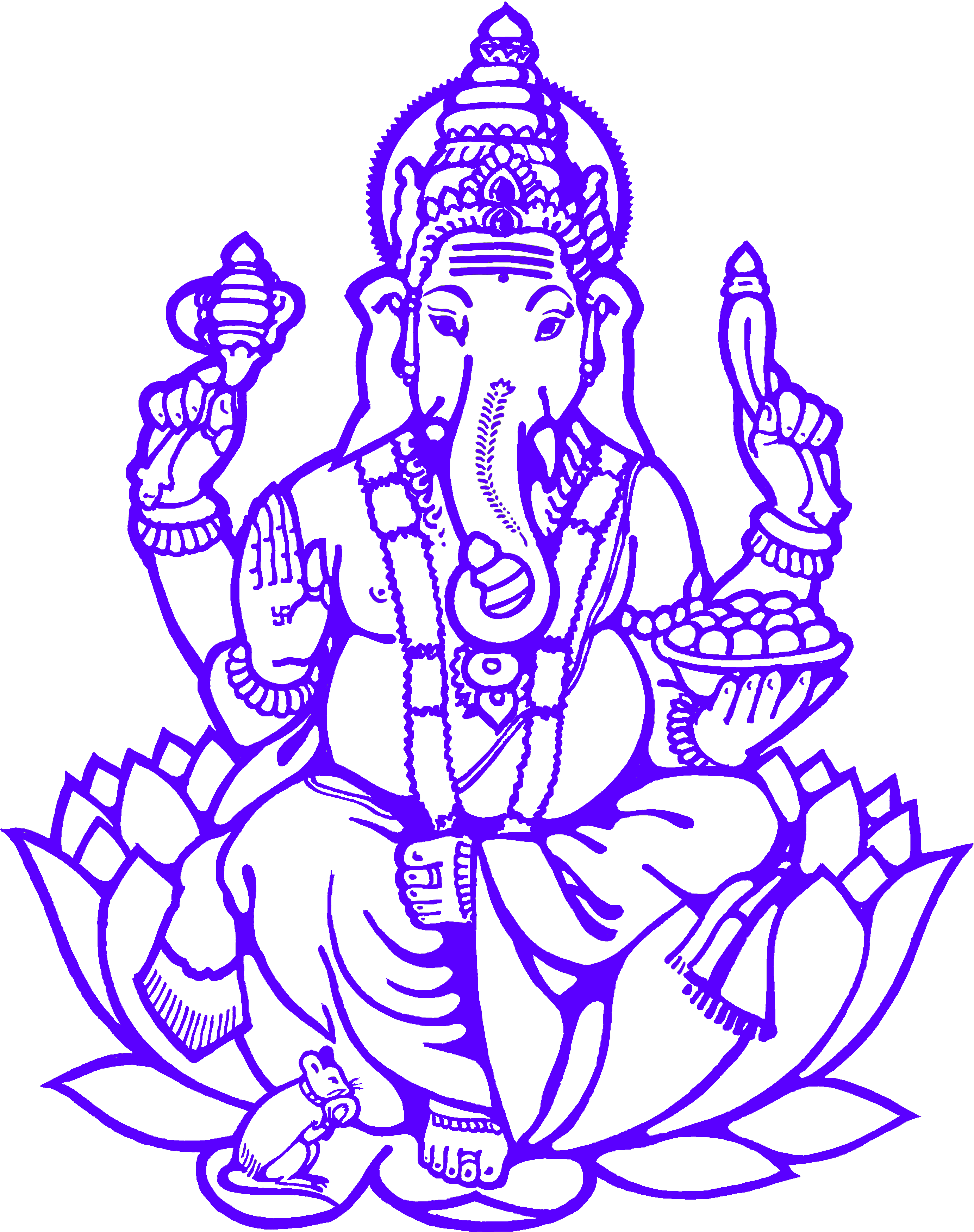 Blue Lord Ganesha Outline PNG Image