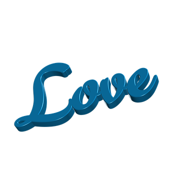 Blue Love3 D Text Art PNG Image