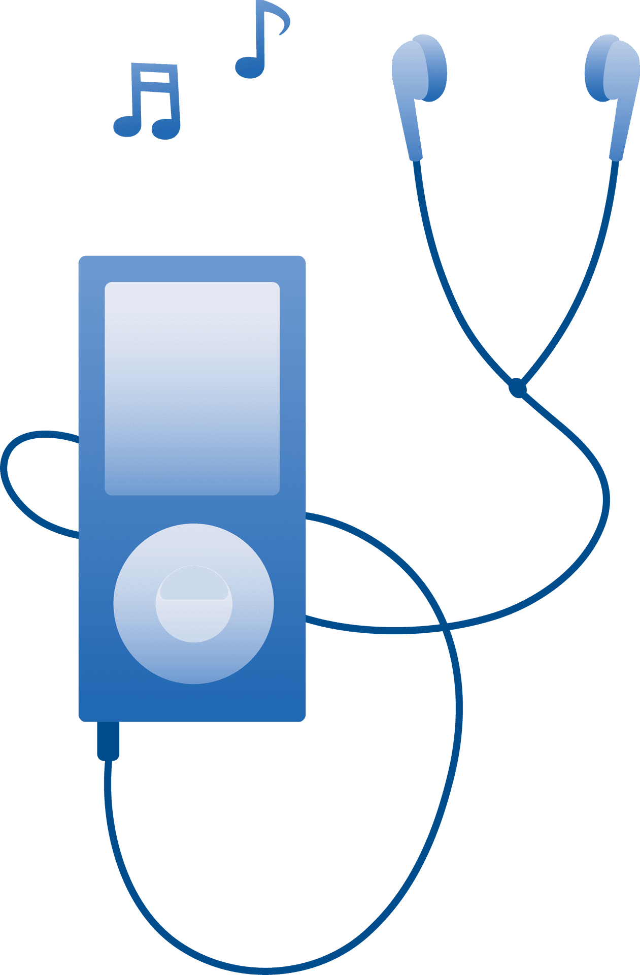 Blue M P3 Playerwith Earphones PNG Image