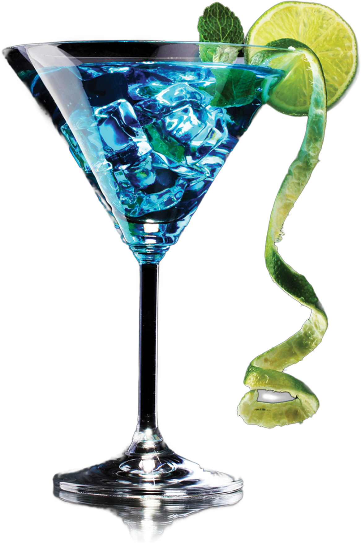 Blue Martiniwith Lime Twist PNG Image