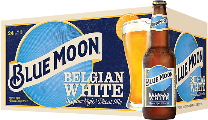 Blue Moon Belgian White Beer Packaging PNG Image