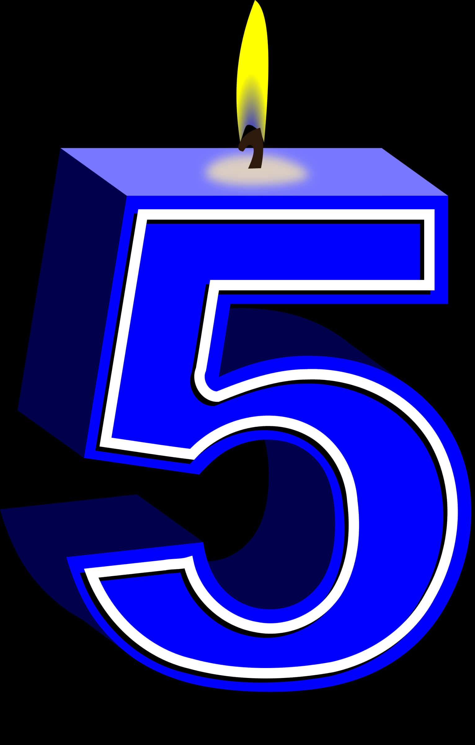 Blue Number5 Birthday Candle PNG Image