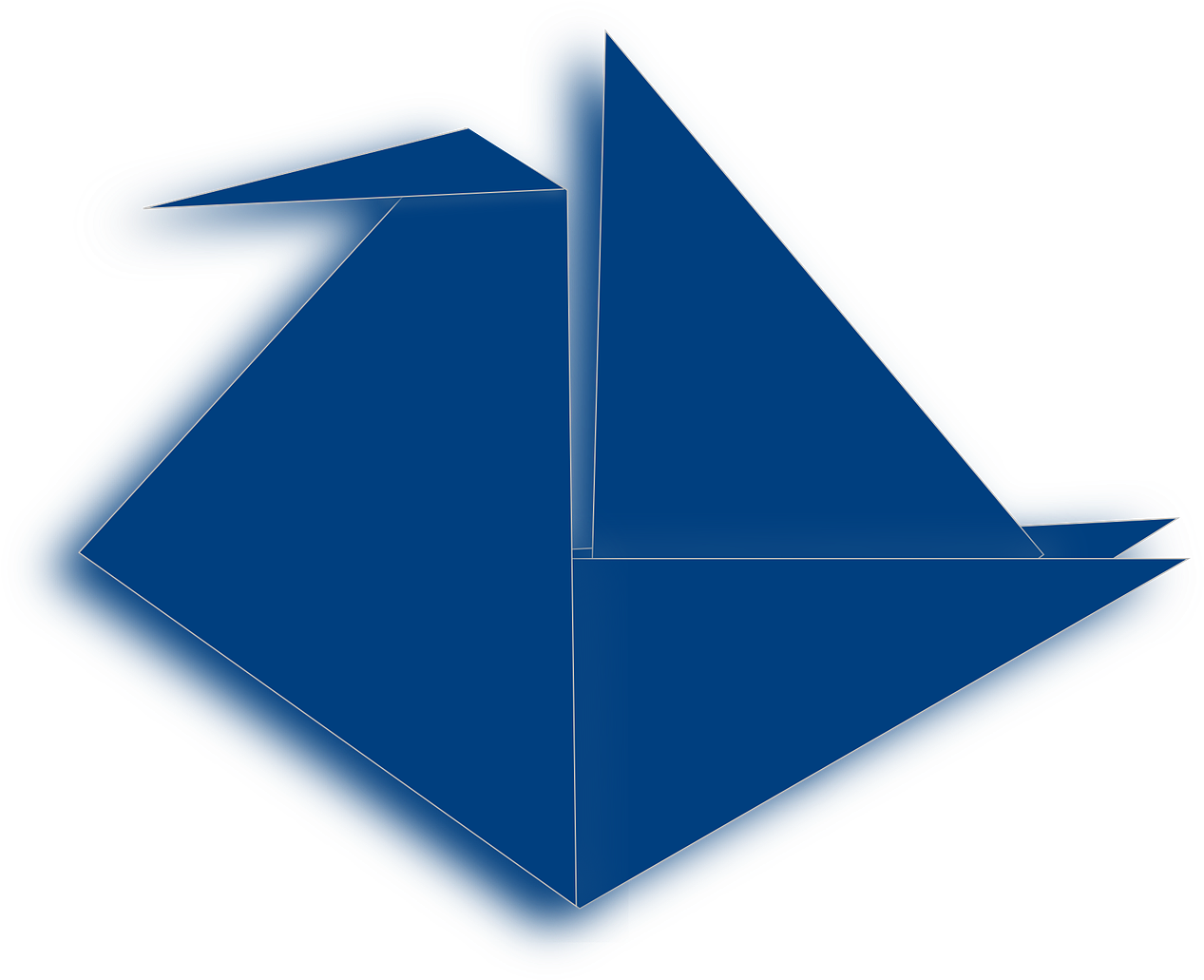 Blue Origami Bird Outline PNG Image