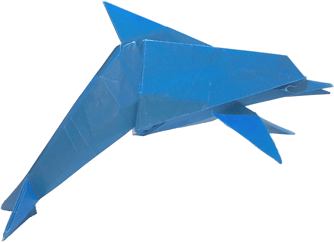 Blue Origami Dolphin PNG Image