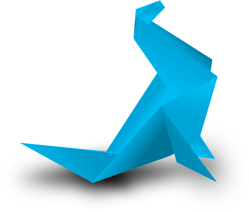 Blue Origami Kangaroo PNG Image