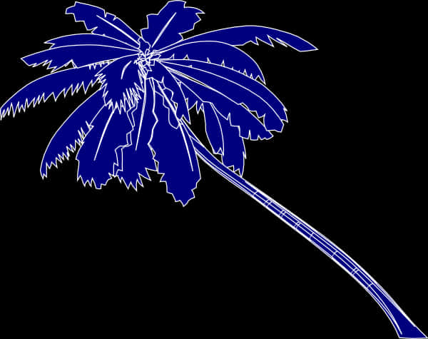 Blue Palm Silhouette Art PNG Image