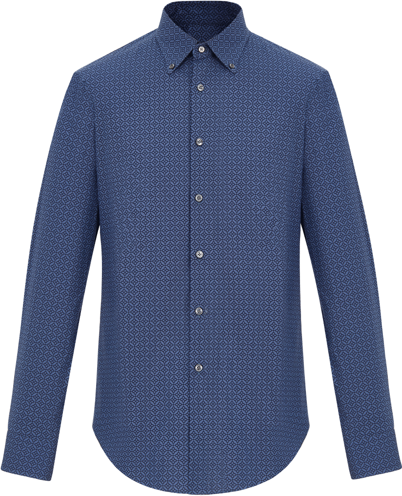 Blue Patterned Dress Shirt PNG Image