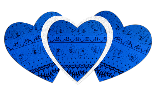 Blue Patterned Hearts Artwork PNG Image