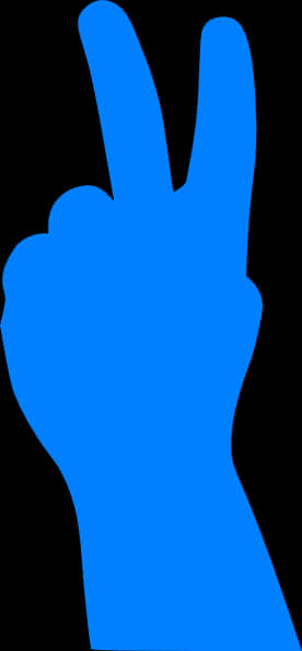 Blue Peace Sign Hand Gesture PNG Image