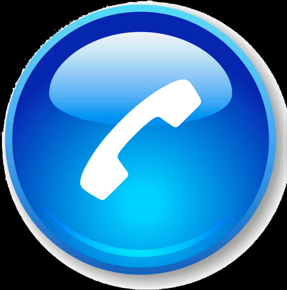 Blue Phone Icon Glossy PNG Image