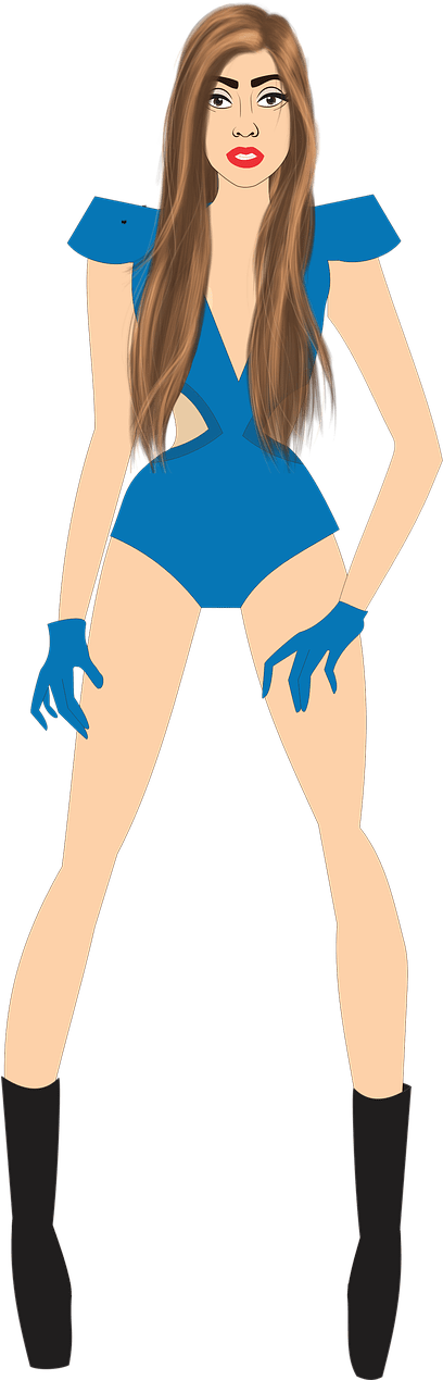 Blue Pinup Illustration PNG Image