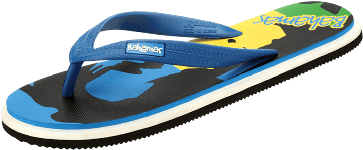 Blue Printed Flip Flop Sandal PNG Image