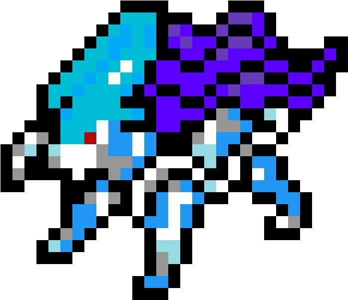 Blue Purple Pokemon Pixel Art PNG Image