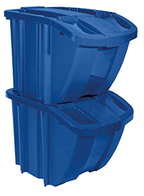 Blue Recycling Bins Stacked PNG Image