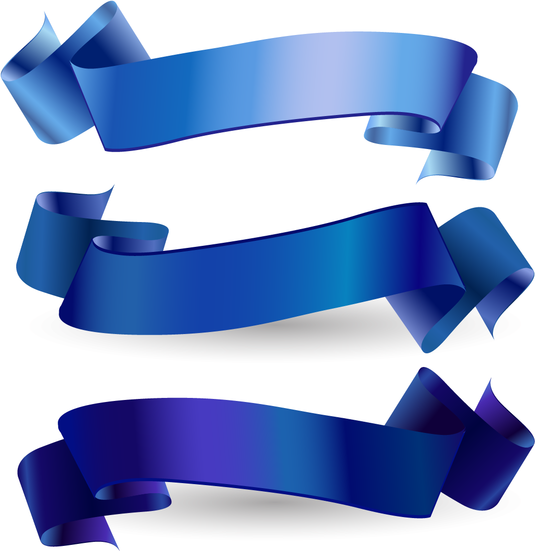 Blue Ribbon Banners Vector PNG Image