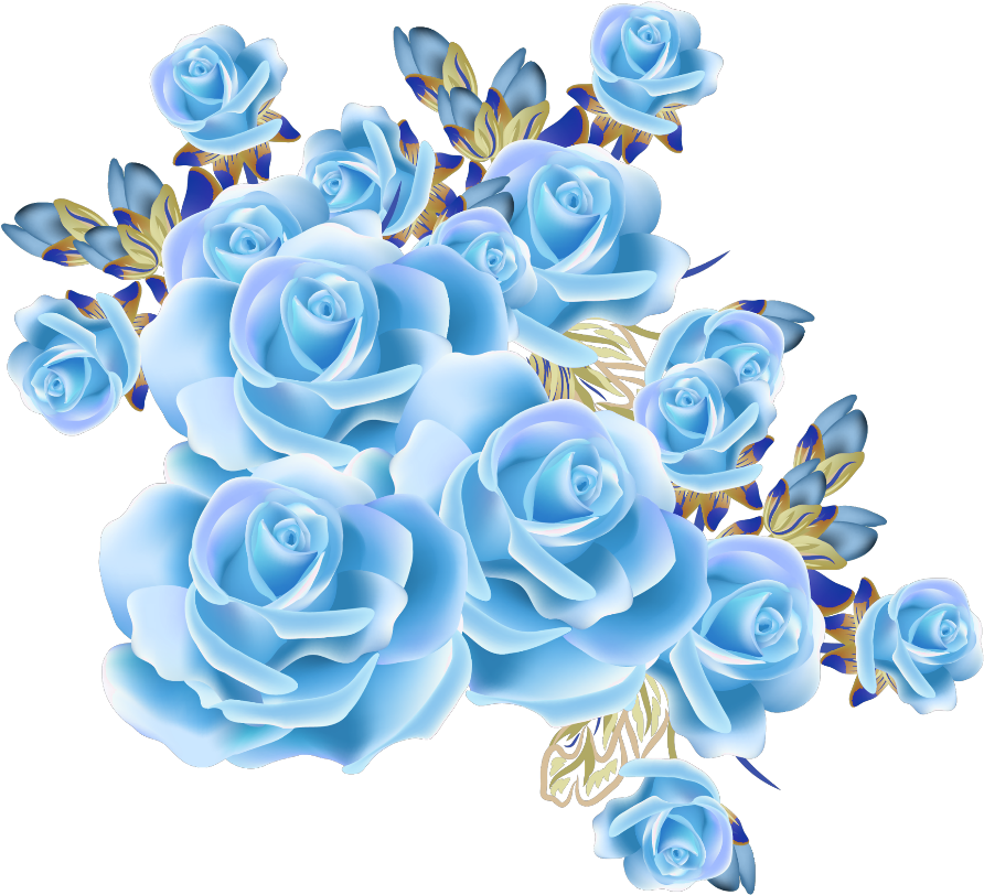 Blue Rose Bouquet Illustration PNG Image