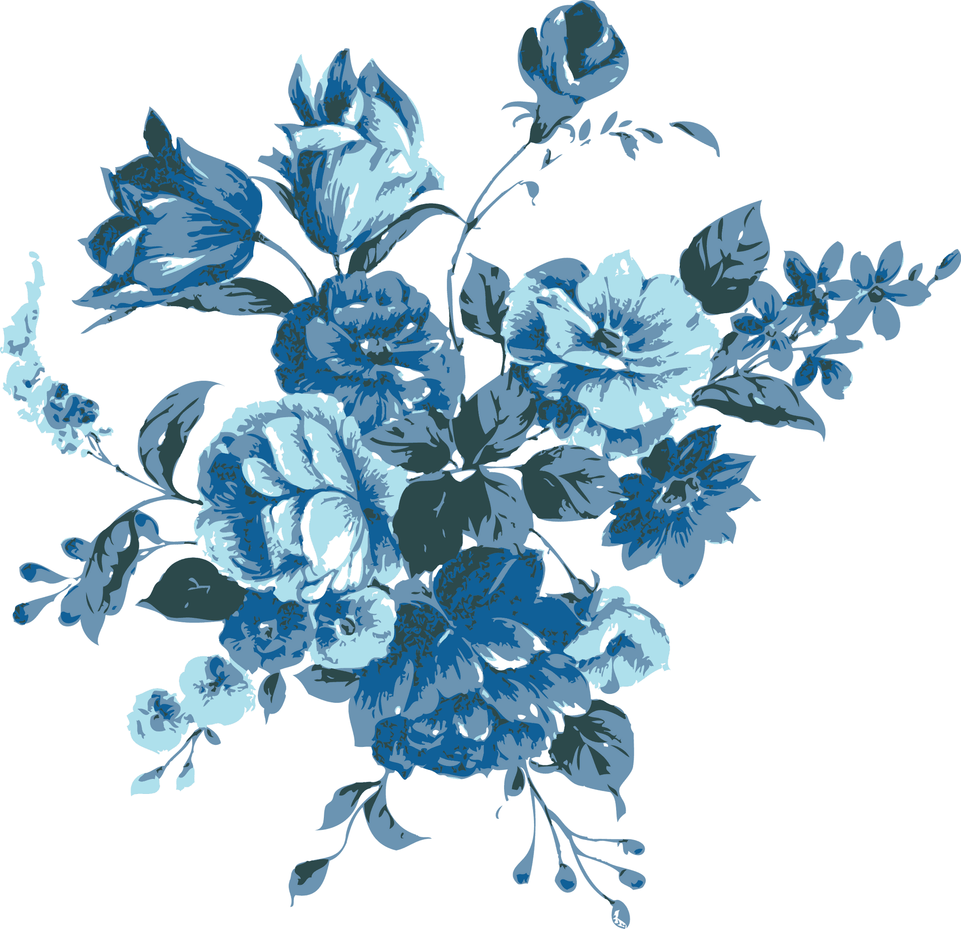 Blue Rose Vector Illustration PNG Image