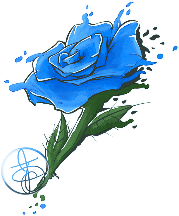 Blue Rose Watercolor Tattoo Design PNG Image