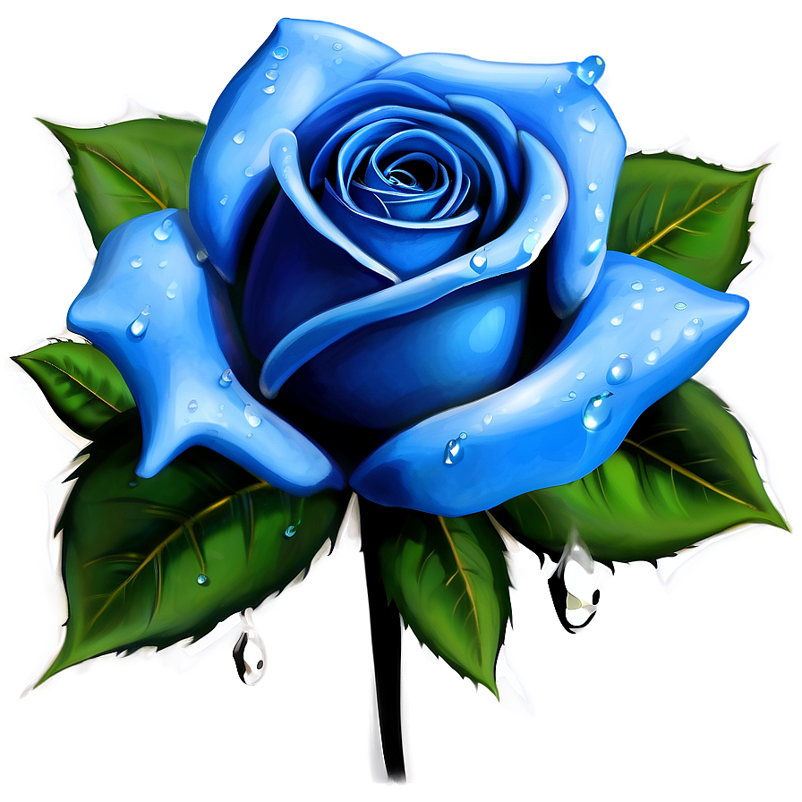 Blue Rose With Dewdrops Png 74 PNG Image