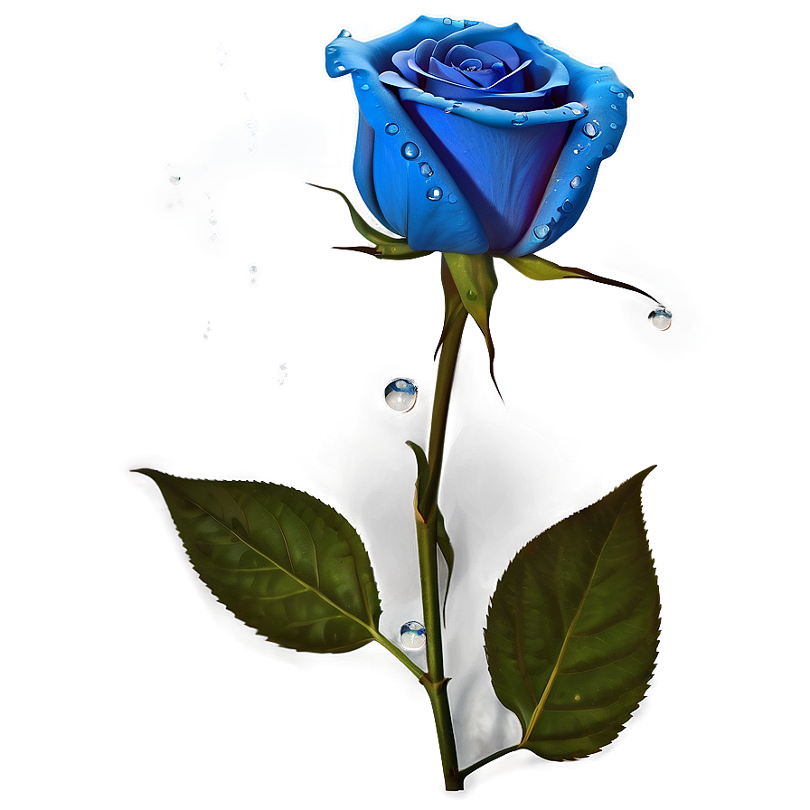 Blue Rose With Dewdrops Png Rct PNG Image