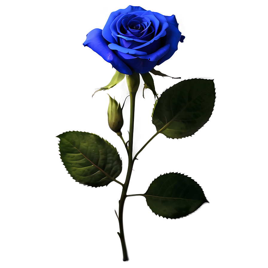 Blue Rose With Leaves Png Pgc PNG Image