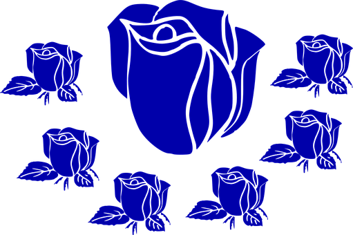 Blue Roses Vector Illustration PNG Image