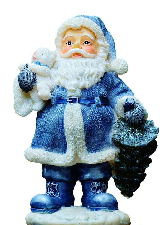 Blue Santa Claus Figurine PNG Image