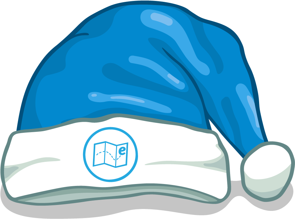 Blue Santa Hat Cartoon Style PNG Image