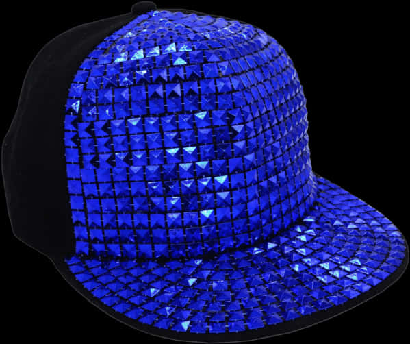 Blue Sequin Baseball Cap PNG Image