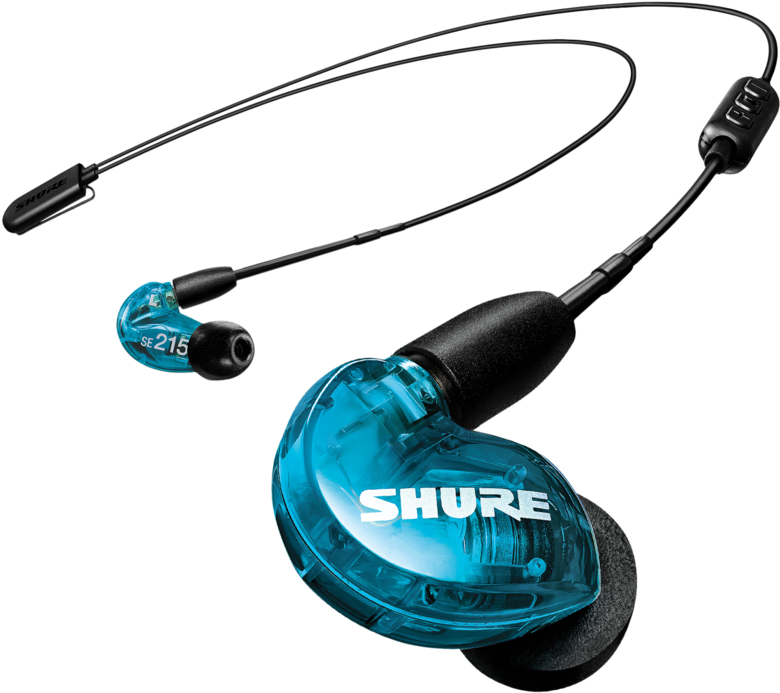 Blue Shure Earbuds S E215 PNG Image