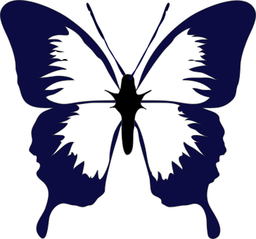 Blue Silhouette Butterfly Faces PNG Image