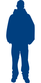 Blue Silhouette Standing Man PNG Image