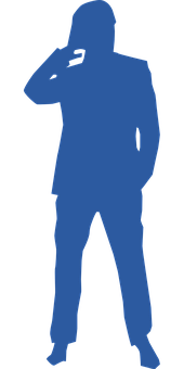 Blue Silhouette Thinking Man PNG Image