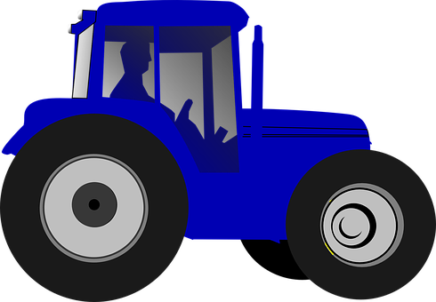 Blue Silhouette Tractor Graphic PNG Image