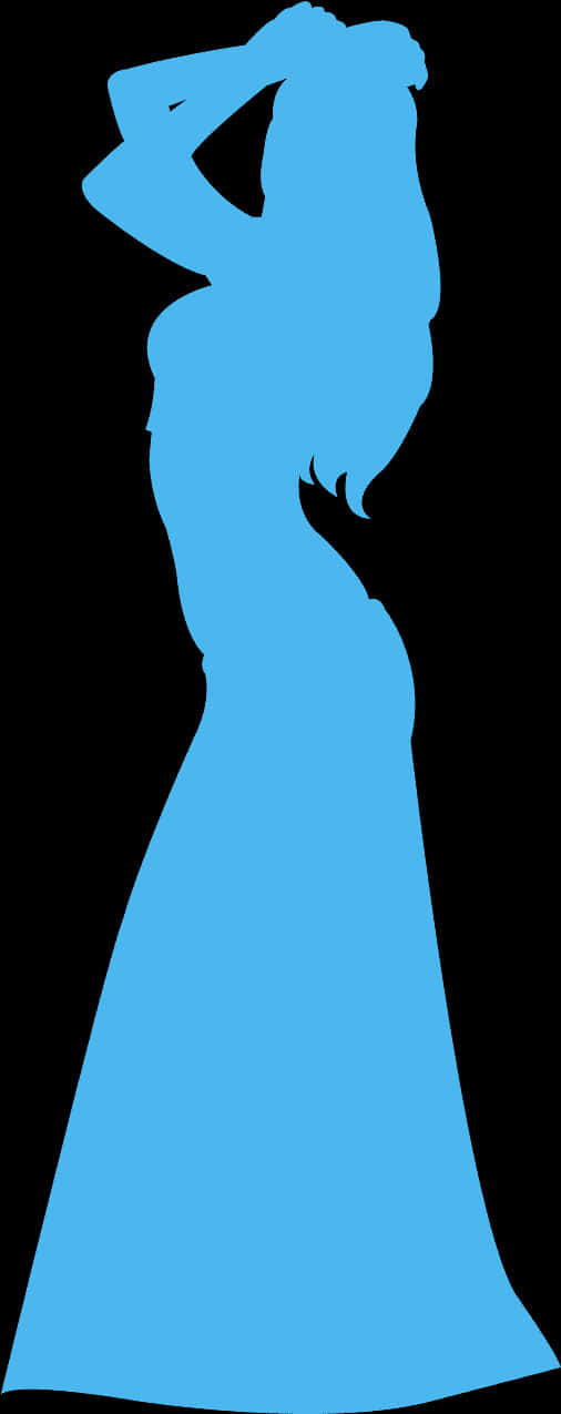 Blue Silhouette Woman Posing PNG Image