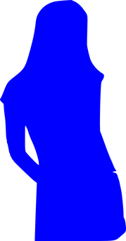 Blue Silhouette Woman Standing PNG Image