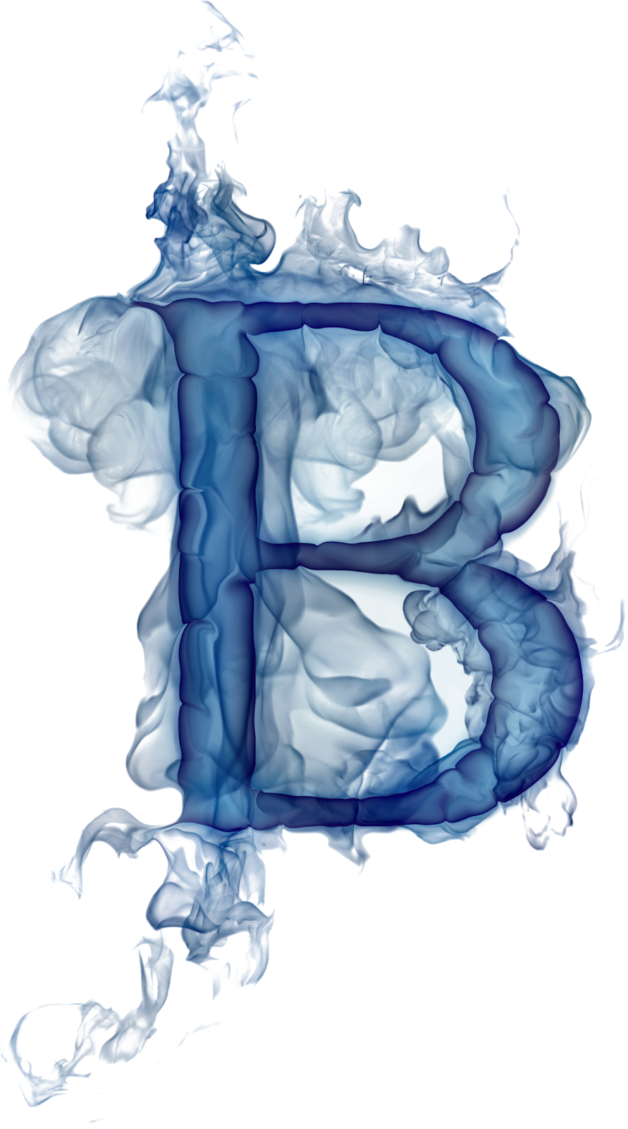 Blue Smoke Letter B Art PNG Image