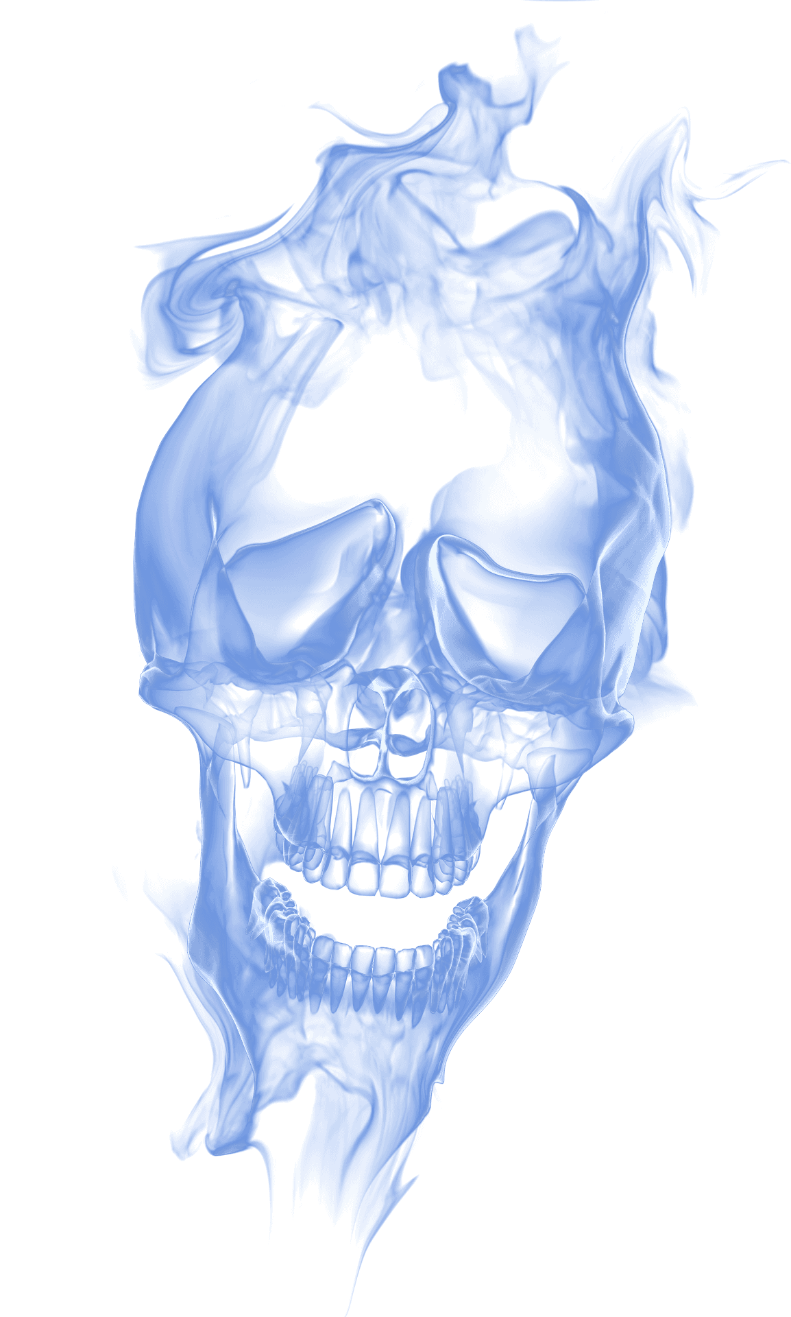 Blue Smoke Skull Art PNG Image