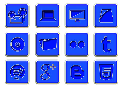 Blue Social Media Icons PNG Image