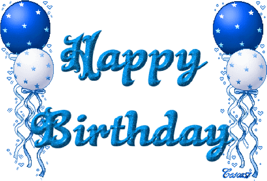 Blue Sparkle Happy Birthday Balloons PNG Image