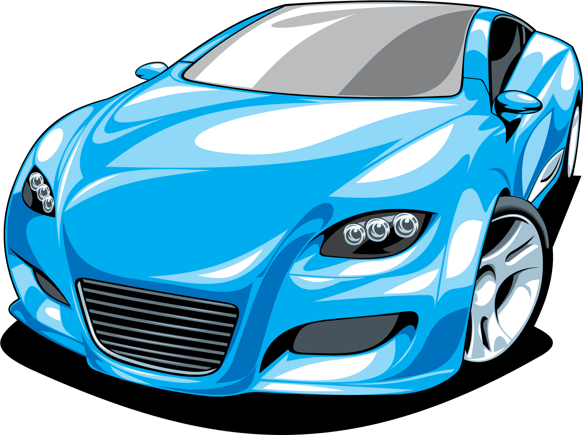 Blue Sports Car Illustration.png PNG Image