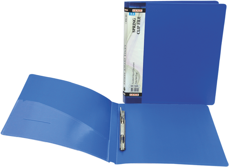 Blue Spring Clip File Folder PNG Image