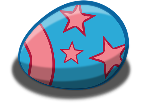 Blue Star Pattern Easter Egg PNG Image