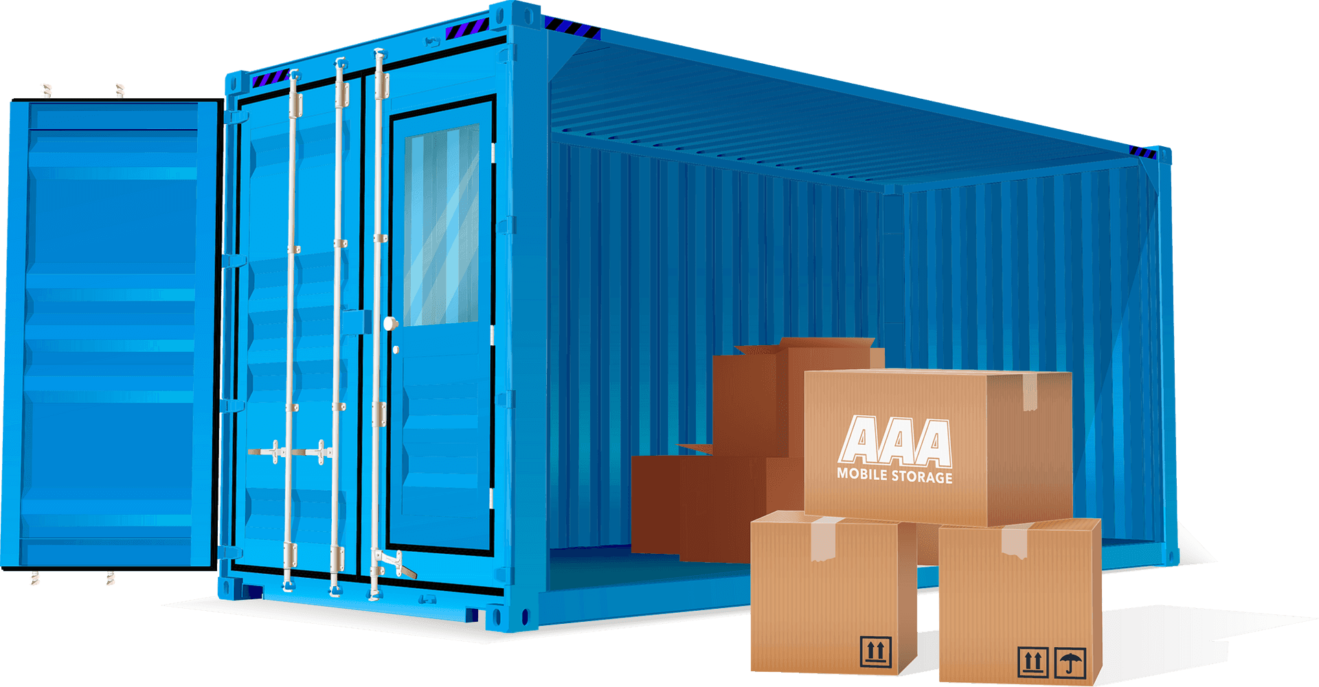 Blue Storage Containerwith Cardboard Boxes PNG Image