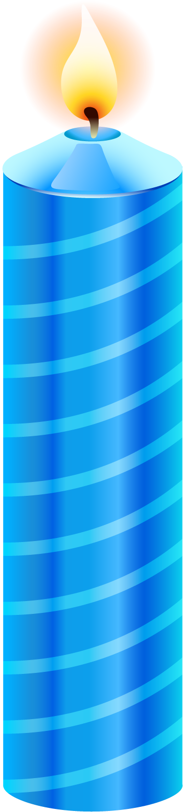 Blue Striped Birthday Candle PNG Image