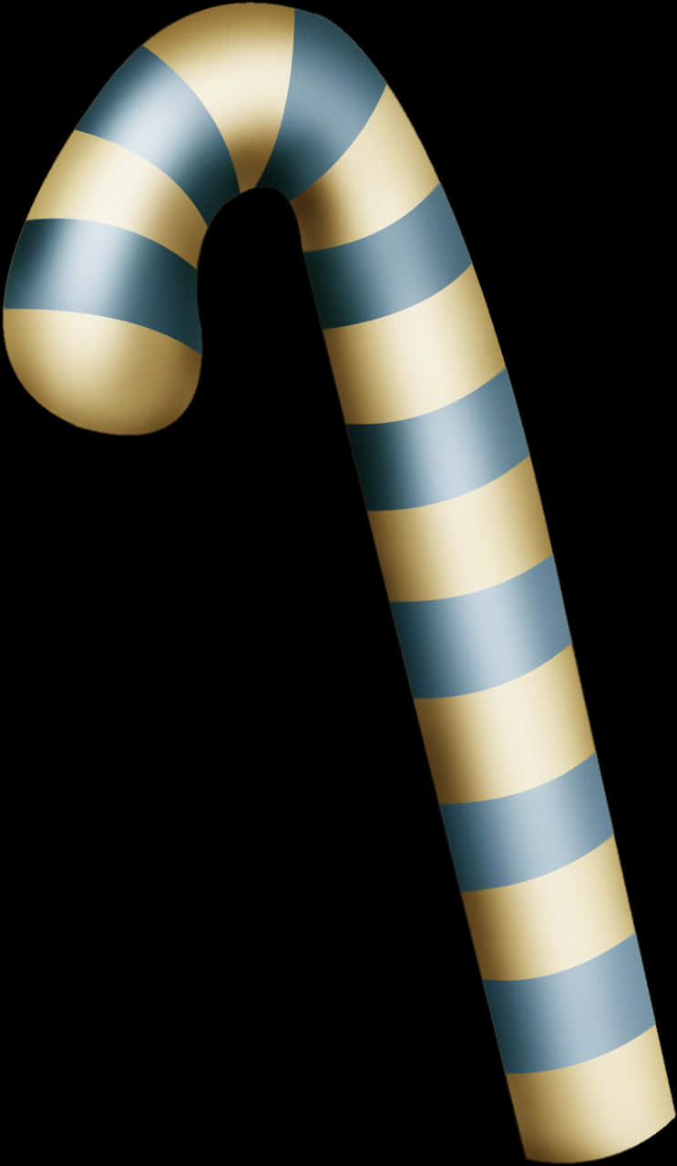 Blue Striped Candy Caneon Black PNG Image