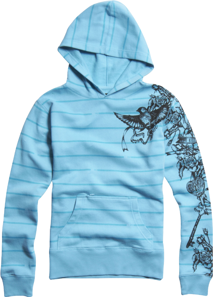 Blue Striped Fox Racing Hoodiewith Graphics PNG Image