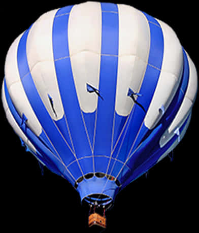 Blue Striped Hot Air Balloon Transparent Background.png PNG Image